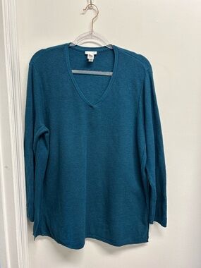 V-neck Teal Sweater J Jill